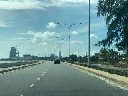 Scenery view on the road from Kuala Nerus to Kuala Terengganu via beach road.の写真素材