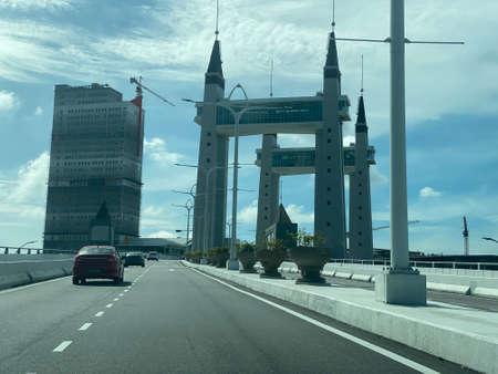 Scenery view on the road from Kuala Nerus to Kuala Terengganu via beach road.の写真素材