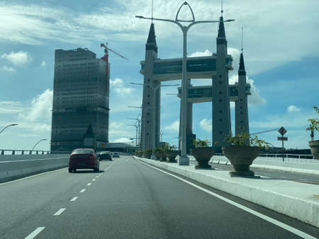 Scenery view on the road from Kuala Nerus to Kuala Terengganu via beach road.のeditorial素材