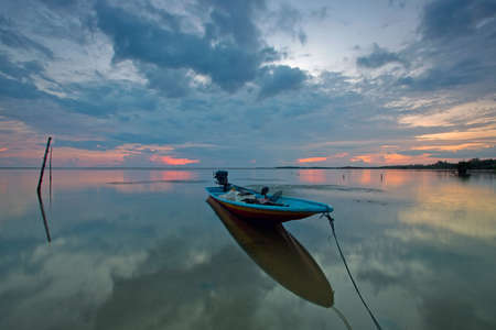 boat and sunriseの写真素材