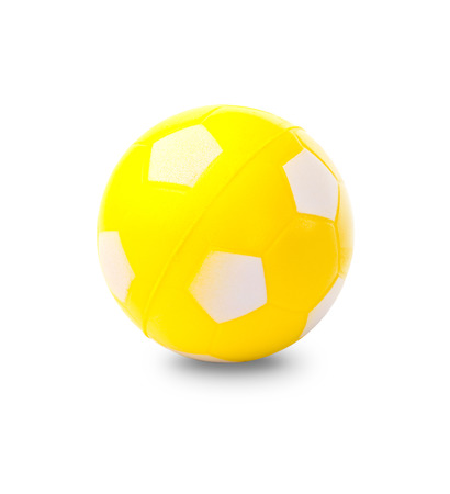 yellow ball close-up on white backgroundの写真素材