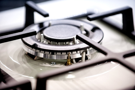 gas stove burner with auto ignition close-upの写真素材