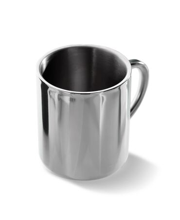 steel mug isolated on white backgroundの写真素材