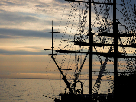 The ship is ready to straighten the sails and go on an exciting journey to distant lands.の写真素材