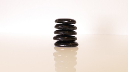 Black decorative stones with a pictureの写真素材