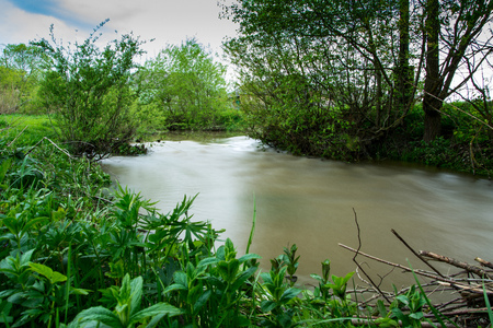 During floods in the Carpathians the rivers can leave the coast and spill over long distances.の写真素材