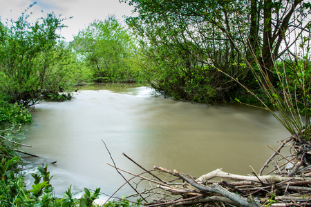 During floods in the Carpathians the rivers can leave the coast and spill over long distances.の写真素材