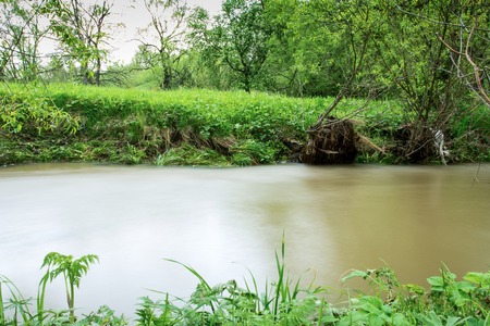 During floods in the Carpathians the rivers can leave the coast and spill over long distances.の写真素材