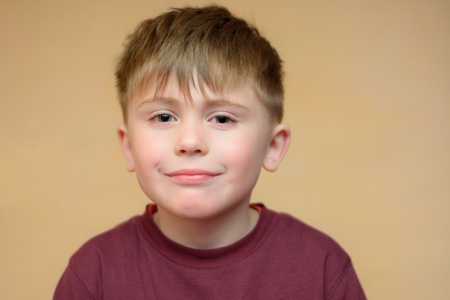 A beautiful Ukrainian boy symbolizes a positive mood for all peopleの写真素材