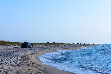 On this beach near the Ukrainian city of Odessa there are always many holidaymakersの写真素材