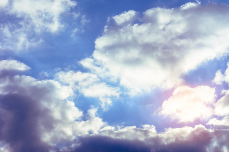 A charming blue sky with amazing fabulous clouds floating around it 2018の写真素材