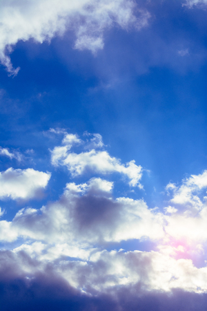 Amazing sky with charming gentle clouds and orange sunshine 2018の写真素材