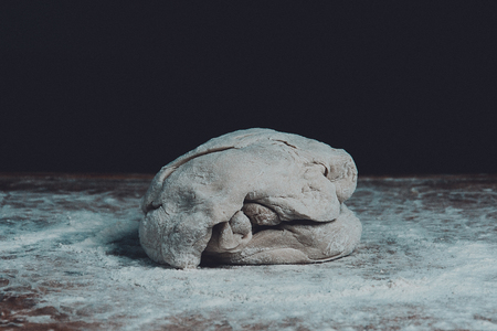 Dough for cooking bread on a dark background with toning 2018の写真素材