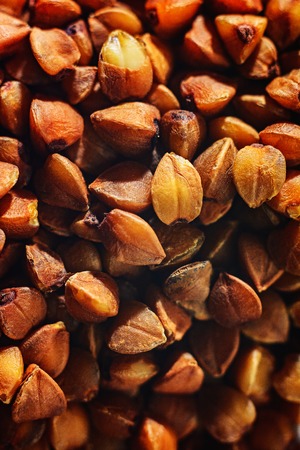 Buckwheat grains are dry brown, texture is macro 2019の写真素材