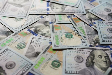 US dollars in one hundred banknotes, cash texture. 2019の写真素材