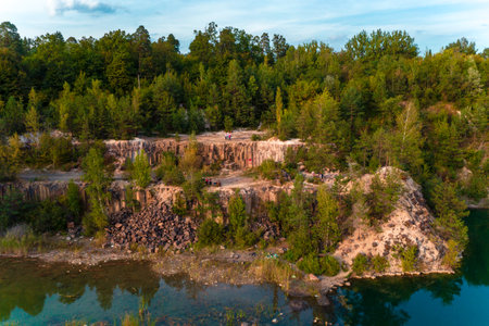 Basalt pillars, Ukraine: September 7, 2019 picturesque and magical basalt pillars of Rivne region. 2019のeditorial素材