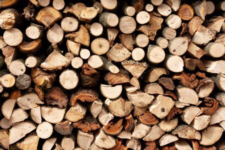 The texture of the wall is firewood, which is laid out very neatly. 2019の写真素材