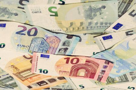 Different euro banknotes, nice texture of paper money. 2019
