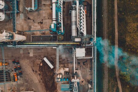 Smoke ejection from a woodworking pipe, top view. 2019の写真素材