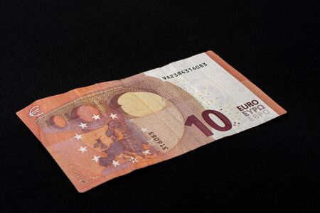 European denomination of ten euros on black background. 2019の写真素材