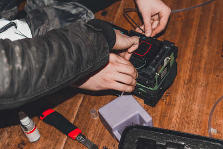 Soldering of internet cable at home, connection with provider.2020