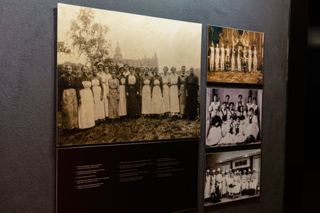 Ksiaz, Poland - January 29, 2020: Castle in Ksiaz near Walbrzych, paintings and photos, Interior of the historic fortress.2020のeditorial素材