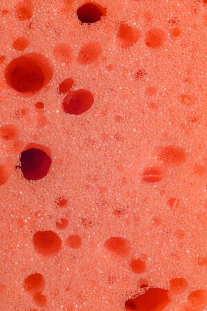 Pink sponge for washing closeup, close-up porous texture.2020の写真素材