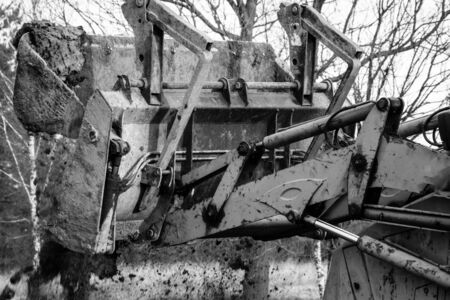 Grader clearing and leveling of the soil to install concrete slabs.2020の写真素材