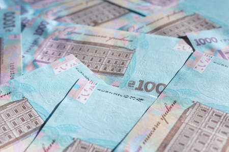 Ukrainian hryvnia in the face value of one thousand hryvnias, the texture of one thousand hryvnia...