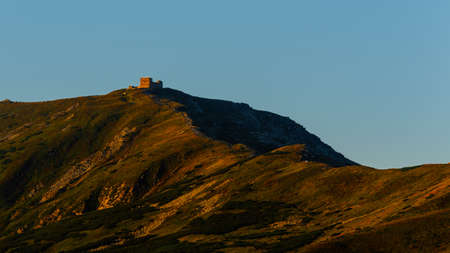 On the horizon you can see the White Elephant Observatory, sunrise near Mount Pip Ivan, breathtaking views of Montenegro.の写真素材