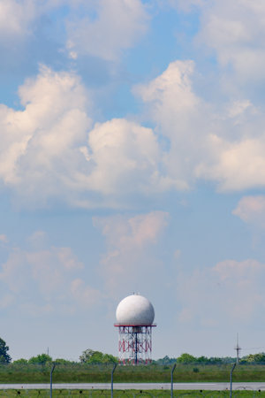 radar antenna at the airport in the form of a sphere. 2020の写真素材
