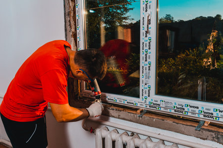 Dolyna, Ukraine July 31, 2020 :, windows of the wds company, energy-saving windows, installation of a window in the house. newのeditorial素材