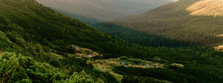 Panoramic view of the Montenegrin ridge, picturesque landscapes of the Ukrainian Carpathians. newの写真素材