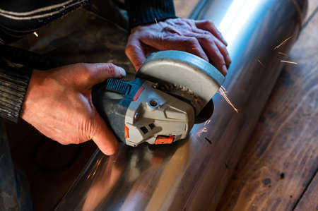 Installation of a pipe for a flue from stainless steel, a pipe with a diameter of two hundred...