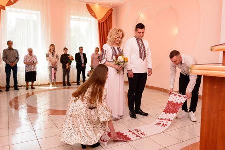 Ivano-Frankivsk, Ukraine May 25, 2021: wedding in a state institution, Ukrainian state institution...