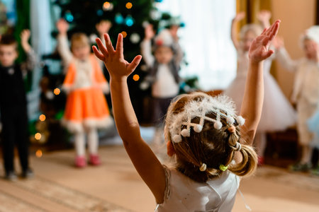 Ivano-Frankivsk, Ukraine December 22, 2021: New Year's holiday for children in kindergarten, kindergartens of Ukraine.のeditorial素材