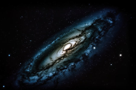 A spiral galaxy somewhere far in space, astronomical research on earth, cosmic background, generative AI.の素材