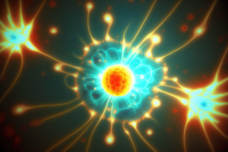 Attack of cancer cells on healthy cells in the human body, cells in large scale and copy space,cancer cell surreal concept, Generative AI.の素材