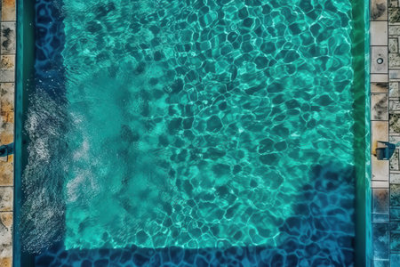 Top view of the pool and what is underwater in the pool, clear water and small wave oscillations in the pool, generative AI.の素材