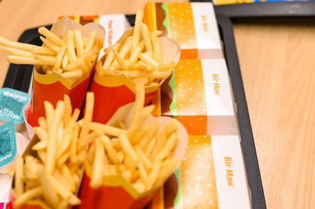 Ivano-Frankivsk, Ukraine, June 7, 2023: ready-to-order big mac menu at McDonalds.のeditorial素材