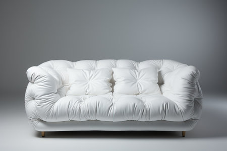 A white sofa on a gray background, classic minimalism in room styling.の素材