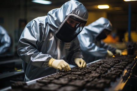People geologists and engineers examine samples of black coal, work in laboratoriesの素材