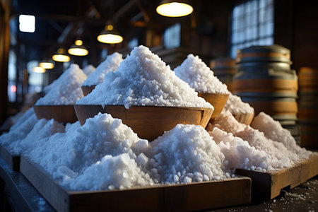 Mining salt in buckets for further conveyor processing, production and purification of salt.の素材