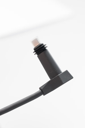 Ivano-Frankivsk, Ukraine December 2, 2023: adapter cable for Starlink satellite antenna on a white background.のeditorial素材