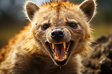 Close-up portrait of a hyena, an evil predator of the savannah.の素材