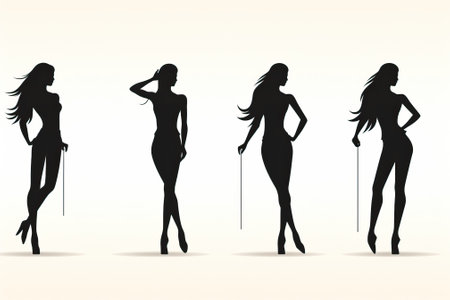 A set of poses for a woman during a photo shoot, an example of poses in the illustrations.の素材