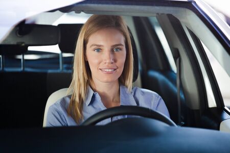 woman in carの写真素材