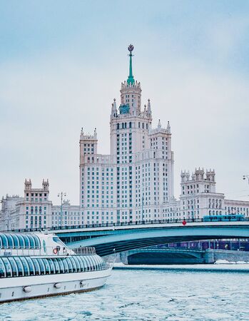 Winter river in cityのeditorial素材