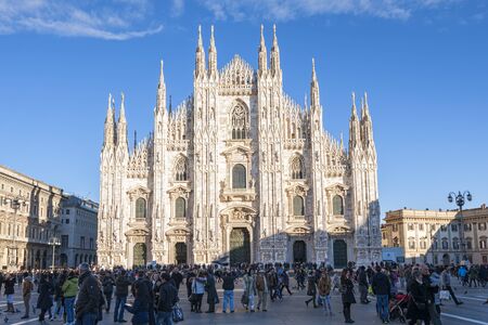 Milan ( Italy )25/01/2015: the cathedral of Milan is one of the most important churchs in the world and everyday tourists from allover the worls comes to visit and pray in it.のeditorial素材