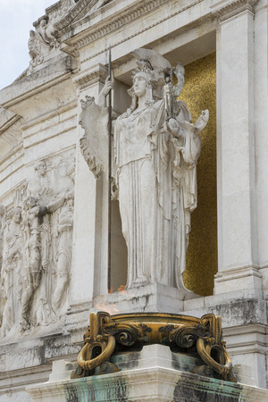 Rome 05152015: the altar of the Fatherland is the most important memorial monument in Italy. In every commemoration of the Italian repubblic the Italian President comes there to depot in flowers crownのeditorial素材